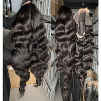 300% Densité 13*4 HD Dentelle Frontale Perruque Vente en Gros Cru Vietnamien Vierge Cheveux Humains Vendeurs Bouncy Wave 36 Pouces Perruque Dentelle Frontale Perruque