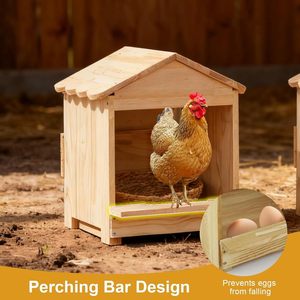 Gallinero de madera 38x32x29cm, casa de alimentación para aves de corral, nido exterior para mascotas - Product Image 3