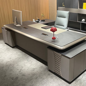 โต๊ะทำงานคอมพิวเตอร์2.8ม. พร้อมแผงด้านหน้าทำจากหนัง PU รายละเอียดเฟอร์นิเจอร์สำนักงาน - Product Image 5