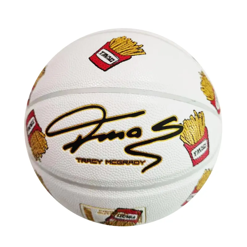 Personalizado 29.5 "PU Couro Inflável Basquete Bola Branca De Alta Qualidade para Tamanho Oficial Exterior e Interior