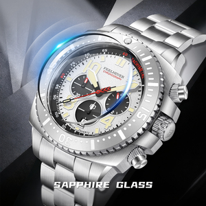Reloj mecánico automático LIGE FE-1008 de zafiro para hombre, de lujo, de acero inoxidable, resistente al agua hasta 100 m, VD57, automático + caja de regalo - Product Image 3