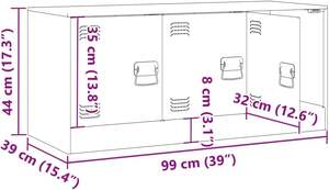 خزانة تلفاز سوداء من الفولاذ المقاوم للصدأ 99x39x44 سم حامل وسائط حديث لغرفة المعيشة تخزين قابل للتعديل 3 أقسام أثاث منزلي - Product Image 3