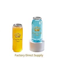 Vente en gros de canettes cylindriques transparentes en PET imprimées sur mesure, avec couvercle à vis en aluminium de qualité alimentaire, pour bière, soda, jus, thé, 250 ml, 500 ml