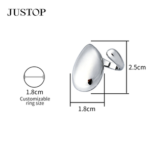 Bague de cocktail pour femme JUSTOP, 1,8 cm, zircone cubique ronde, plaqué rhodium, acier inoxydable, style glamour pour fiançailles - Product Image 2