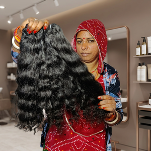 Extensiones de Cabello Humano 100% Natural, Sin Químicos, Cabello Virgen Indio Remy, Rizado Sin Procesar, con Ondas Sueltas Profundas - Product Image 1