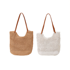 Borsa a Tracolla in Corda di Cotone 40x39cm, Borsa Intrecciata Naturale da Donna - Product Image 1