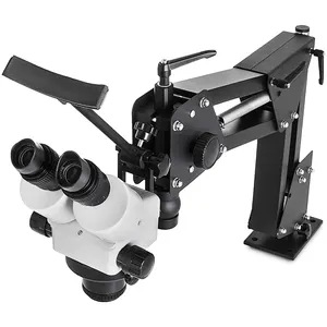 Microscopio multidireccional con Microespejo incrustado, máquina de ajuste de diamante 7X-45X con soporte de resorte, herramientas de joyería