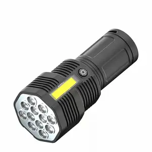 Super Bright 12 Watt 500LM Focus ABS Plastic Torch 12 Leds Long distnace USB Rechargeable Led Flashlight with Battery for Night
