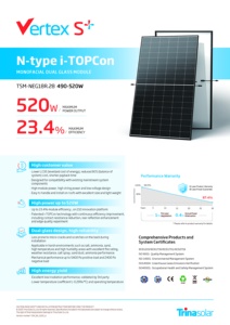 Paneles Solares Trina NEG18R.28 de 490-520 Vatios, Tecnología N-type I-TOPCon, 490W 500W 510W 520W, 108 Medias Celdas, Panel Fotovoltaico Trina - Product Image 2