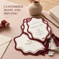 Carte d'invitation de mariage découpée sur mesure, forme irrégulière personnalisée, impression d'invitation multicouche, logo personnalisé OEM ODM