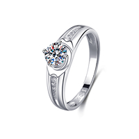 Bague en Moissanite Fine 0,5 CT, Bijou Pur en Argent Sterling 925, Coupe Ronde Brillante, Bague de Mariage Tendance en Moissanite pour Femme