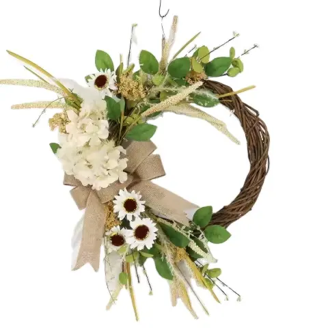 수확 축제 인공 화환 에머리 덩굴 수국 하프 서클 휴일 장식품 흰색 거짓 꽃 파티 문 장식