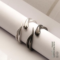 Bagues de couple Serpent en Cuivre, style corde, ouvertes et ajustables, motif Zodiaque, bandes assorties tendance pour Hommes et Femmes
