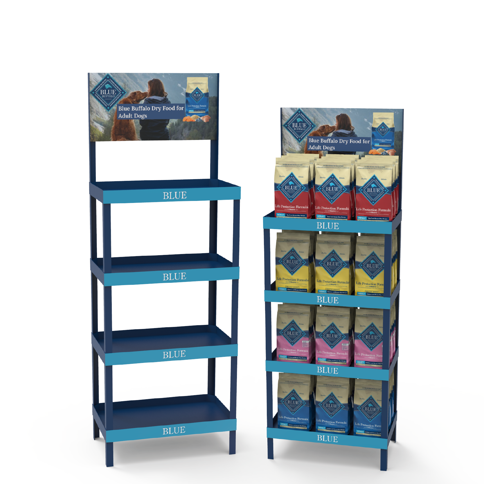 Customized PVC Floor Standing Laminated Pet Food Display Rack for Supermarket Pet Stores