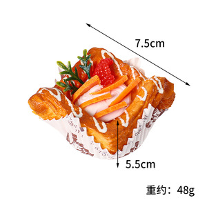 Modelo de pastel de frutas simulado, pan cuadrado pequeño simulado, pastel falso, decoración para mesa de postres, accesorio para fotos - Product Image 5