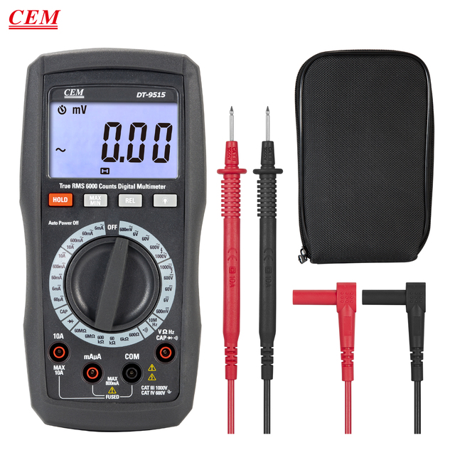 6000 Counts CEM DT-9515 Compact Multimeter with Simple Use LCD Display Dustproof & Waterproof Industrial Use 1kHz AC Bandwidth