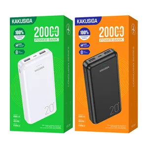 KAKUSIGA OEM المحمول تجدد powerbank 20000 mAh المحمولة شاحن بطارية خارجية الهدايا 20000 mAh البنوك الطاقة شحن سريع