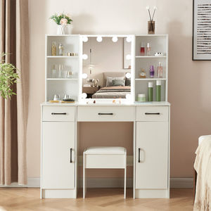 Semplice comò specchio specchio mobili toletta Set vanità Led specchio sgabello soggiorno cassetti tavolo luci - Product Image 2