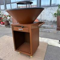 Brasero en acier Corten avec armoire de rangement carrée pour bois, foyer extérieur de jardin, commande en gros directe d'usine