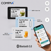 COMPAX Label Harga Elektronik (ESL) Kertas E Warna 3.5 Inci dengan Tampilan Barcode, Bersertifikasi CE FCC RoHS, Label Rak Digital untuk Toko Kelontong