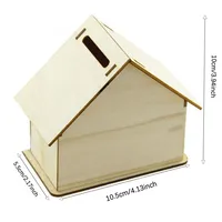 Tirelire en bois rétro non finie pour enfants, à faire soi-même, pour l'épargne, décoration de chambre et activité créative