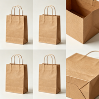 Sac cadeau en papier kraft imprimé sur mesure avec poignées, recyclable, pour les courses, les plats à emporter, les fêtes, vente en gros