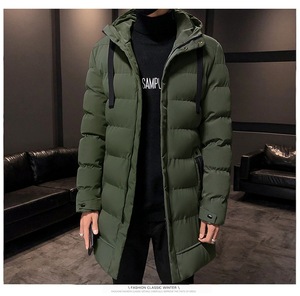 Abrigo Largo Grueso y Cálido de Moda <span class=keywords><strong>para</strong></span> <span class=keywords><strong>Hombre</strong></span> Parka Casual Ajustada con Capucha Chaqueta Larga de <span class=keywords><strong>Invierno</strong></span> <span class=keywords><strong>para</strong></span> <span class=keywords><strong>Hombre</strong></span> Acolchada de Algodón en Color Sólido - Product Image 3