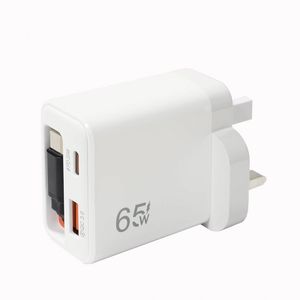 65W UK/US/EU 2-Port <b>USB</b> A+C Travel Charger Retractable C <b>Cable</b> PD QC 3.0 Fast <b>Charging</b> for Mobile Phone Power Adapter - Product Image 6