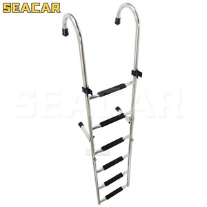 Échelle de bateau Seacar à 6 marches en acier inoxydable pliable avec mains courantes courbées pour usage marin et yachts - Product Image 2