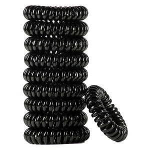 Filo telefonico personalizzato Yoga sport elastico nero blu marrone fasce a spirale trasparenti fascette per capelli da 4cm - Product Image 3