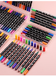Groothandel 12 Stks/set Dubbele Borstel Tip Met Dubbele Glitter 24 Kleuren Aquarel Kunst Markers Set Voor Kinderen Schilderen En Tekenen - Product Image 2