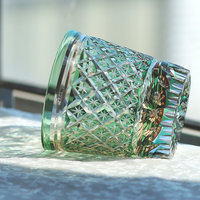 2PCS Gobelet en verre à whisky coloré étoiles coupées à la main pour la maison et les décorations de mariage Verrerie violette et verte
