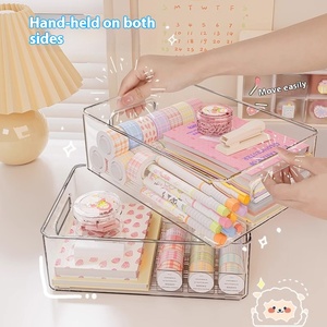 Caja de almacenamiento de escritorio de acrílico transparente, cesta de plástico PP para aperitivos, productos para el cuidado de la piel, mesa, estante de cosméticos, <span class=keywords><strong>despensa</strong></span> - Product Image 2