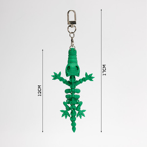 Porte-clés crocodile imprimé en 3D Gzyuyou 2026, articulations mobiles, pendentif crâne squelette, jouet créatif et tendance pour sacs à dos, clés, animaux - Product Image 3