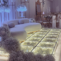 Scène de mariage en verre trempé carré pour piste de danse, plateforme de scène en plexiglas transparent avec LED, magnifique scène en verre