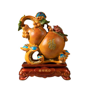 Adorno de Cobre con Forma de Calabaza de Doble Bendición, con Detalles en Oro, para Decoración Feng Shui en la Sala de Estar, Regalo para el Hogar - Product Image 2