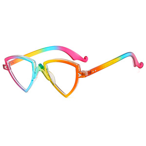 <b>Rainbow</b> Color Triangle Frame Anti Blue <b>Light</b> Glasses Full Rim Unisex Decorative Eyeglasses Frames 2023 - Product Image 1
