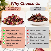 Thé aux bourgeons de rose séchés Alpenliebe OEM, 100% pur, sans additifs artificiels, thé de beauté naturel, en sachet, boîte/sachet, 50g