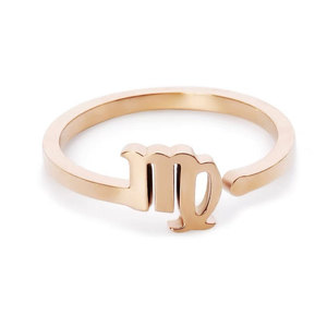 Custom Wholesale Non Tarnish Rose Gold 316L Stainless Steel <b>Adjustable</b> Zodiac <b>Rings</b> for Women - Product Image 5