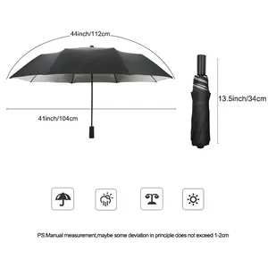 Çin kalite yüksek kalite toptan açık özel baskı logosu otomatik 3 üç kat katlanır katlanabilir şemsiye ile Led ışık