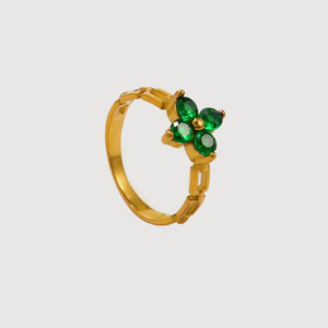 Joyería de moda Anillo de sello de flor de circón colorido Anillos de acero inoxidable chapados en oro de 18K Joyas De Acero Inoxidable Al Por Mayor - Product Image 4