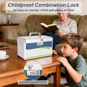 กล่องยาอลูมิเนียมอัลลอยด์ กล่องปฐมพยาบาลแบบถอดได้ ป้องกันเด็กและรักษาความเป็นส่วนตัว สำหรับใช้ในบ้าน เดินทาง และหอพัก - Product Image 4