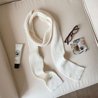Écharpe longue et étroite légère en mélange de laine, style minimaliste coréen, pour femme, unie, fine, pour le cou, hiver, décorative, adulte, extérieur