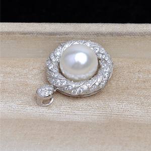 S925 Silver 11-12mm <b>Loose</b> <b>Pearl</b> Pendant Simple Fried Dough Twists Concealer with Empty Support Basic Bottom Accessory - Product Image 2