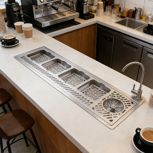 Station de rinçage pour café et thé Boba en acier inoxydable 304 <span class=keywords><strong>avec</strong></span> <span class=keywords><strong>robinet</strong></span>, quatre trous de drainage, pour installation sous évier - Product Image 2