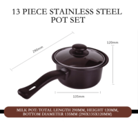 Vente en Gros d'Usine Ensemble de 13 Pièces Ustensiles de Cuisine en Fonte Noire Antiadhésive avec Casseroles Poêles Couvercles en Métal