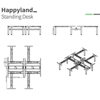 3BF3A-W-T Table d'ordinateur électrique à hauteur réglable en forme de T Cadre de bureau ergonomique personnalisé Poste de travail Bureau du personnel