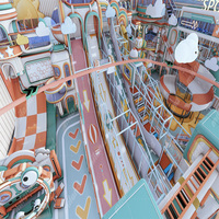Équipement de terrain de jeu intérieur Thème sportif Resorts Vibrants Toboggans Labyrinthe Tunnel d'obstacles Prix usine Durable Taille personnalisée