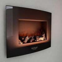 Cheminée électrique directe d'usine de 22 pouces 2000W puissance 2 lumières LED 20 M2 couverture 2200 flammes incurvées prêtes à distance 2 niveaux de puissance