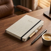 Carnet de notes personnalisé avec porte-stylo intégré, couverture rigide en tissu, pour les voyages d'affaires et la prise de notes sur site